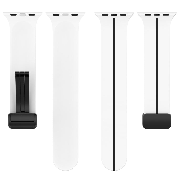 Two Color Folding Buckle Silicone Watch Band For Apple Watch 2 42 mm(White+Black) -  by PMC TechLife | Online Shopping South Africa | PMC TechLife