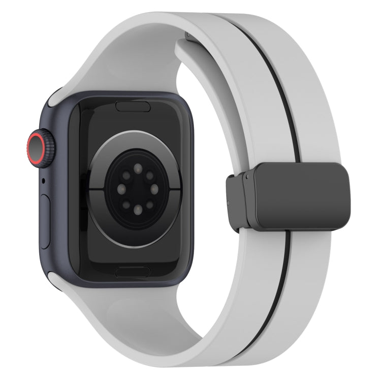 Two Color Folding Buckle Silicone Watch Band For Apple Watch 42mm(Light Grey+Black) -  by PMC TechLife | Online Shopping South Africa | PMC TechLife