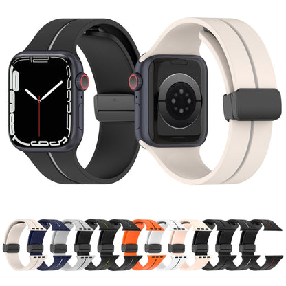 Two Color Folding Buckle Silicone Watch Band For Apple Watch 3 38mm(White+Black) - Watch Bands by PMC Jewellery | Online Shopping South Africa | PMC Jewellery