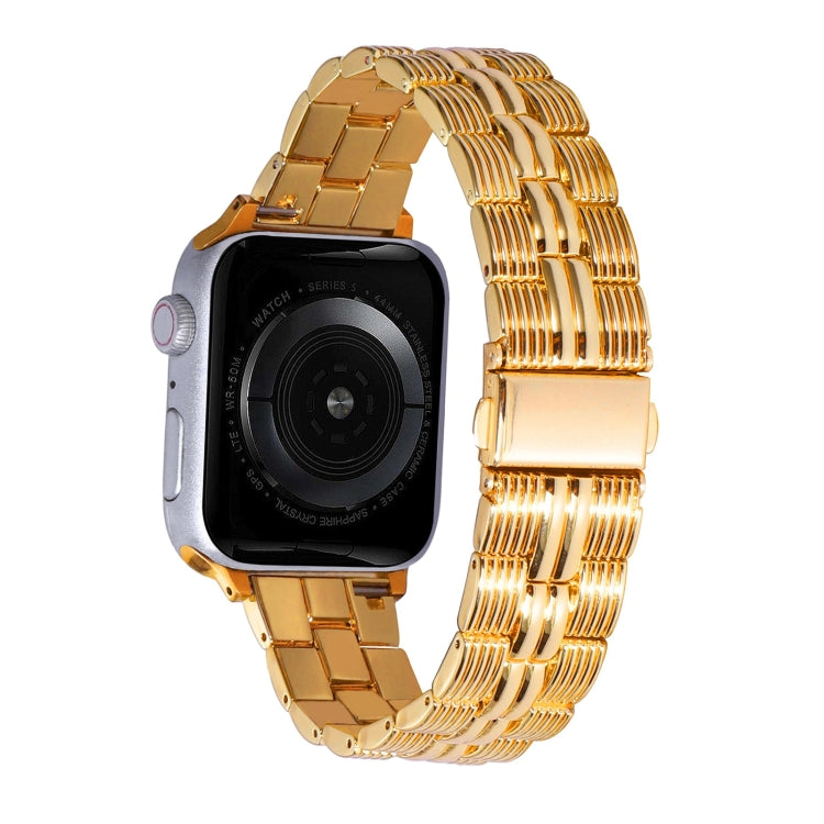 3-Beads Stripe Metal Watch Band For Apple Watch 7 45mm(Gold) -  by PMC TechLife | Online Shopping South Africa | PMC TechLife
