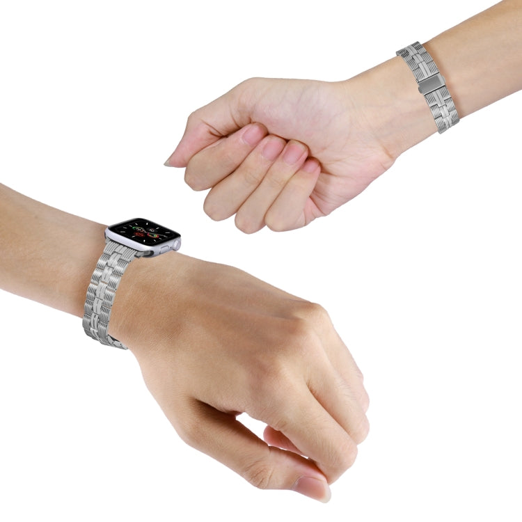 3-Beads Stripe Metal Watch Band For Apple Watch SE 40mm(Silver) -  by PMC TechLife | Online Shopping South Africa | PMC TechLife