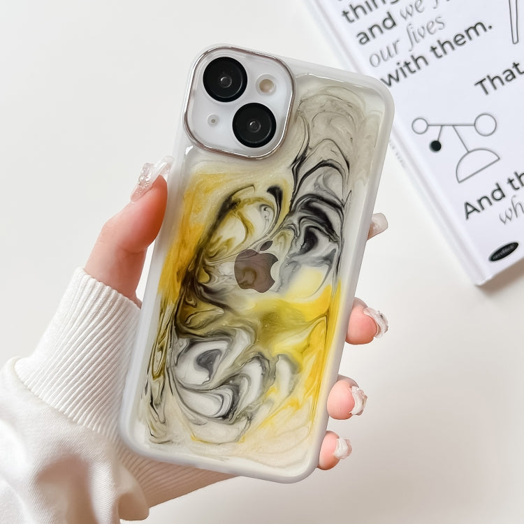 For iPhone 14 Oil Painting Electroplating TPU Phone Case(White) - iPhone 14 Cases by PMC Jewellery | Online Shopping South Africa | PMC Jewellery