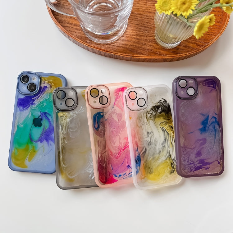 For iPhone 14 Plus Oil Painting Electroplating TPU Phone Case(Purple) - iPhone 14 Plus Cases by PMC Jewellery | Online Shopping South Africa | PMC Jewellery