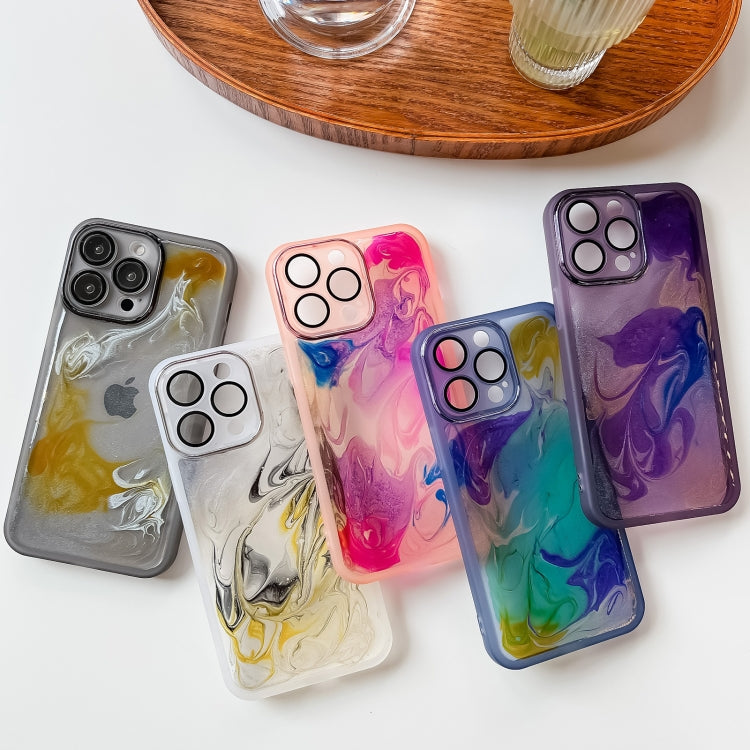 For iPhone 14 Pro Max Oil Painting Electroplating TPU Phone Case(Grey) - iPhone 14 Pro Max Cases by PMC TechLife | Online Shopping South Africa | PMC TechLife