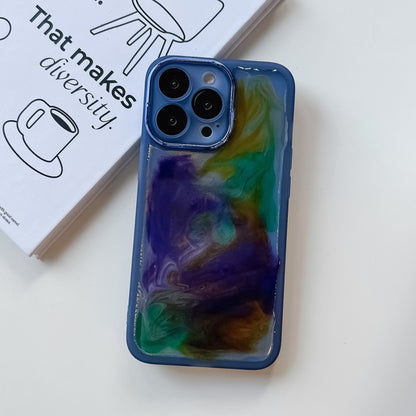 For iPhone 13 Pro Oil Painting Electroplating TPU Phone Case(Blue) - iPhone 13 Pro Cases by PMC Jewellery | Online Shopping South Africa | PMC Jewellery