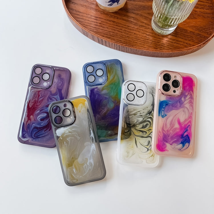 For iPhone 13 Pro Oil Painting Electroplating TPU Phone Case(Blue) - iPhone 13 Pro Cases by PMC TechLife | Online Shopping South Africa | PMC TechLife