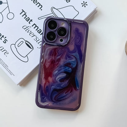 For iPhone 13 Pro Oil Painting Electroplating TPU Phone Case(Purple) - iPhone 13 Pro Cases by PMC Jewellery | Online Shopping South Africa | PMC Jewellery