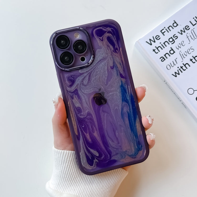 For iPhone 13 Pro Max Oil Painting Electroplating TPU Phone Case(Purple) - iPhone 13 Pro Max Cases by PMC Jewellery | Online Shopping South Africa | PMC Jewellery