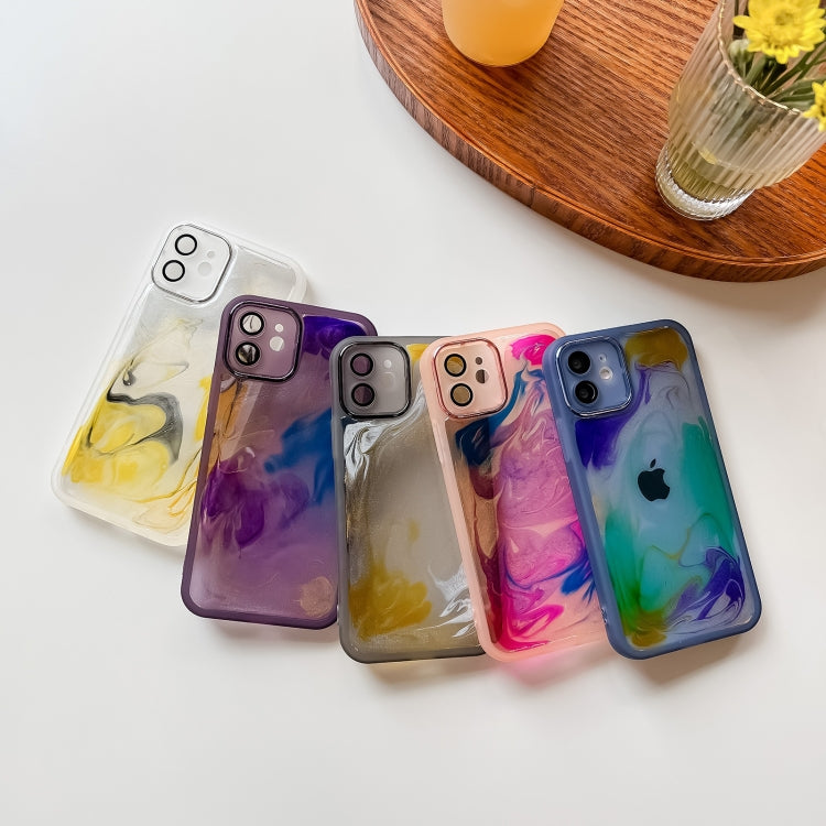 For iPhone 12 Oil Painting Electroplating TPU Phone Case(White) - iPhone 12 / 12 Pro Cases by PMC TechLife | Online Shopping South Africa | PMC TechLife