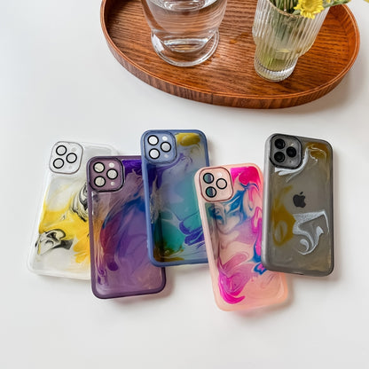 For iPhone 11 Pro Oil Painting Electroplating TPU Phone Case(Blue) - iPhone 11 Pro Cases by PMC Jewellery | Online Shopping South Africa | PMC Jewellery