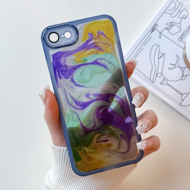 For iPhone SE 2022/2020 / 8 / 7 Oil Painting Electroplating TPU Phone Case(Blue) - iPhone SE 2022 / 2020 / 8 / 7 Cases by PMC Jewellery | Online Shopping South Africa | PMC Jewellery