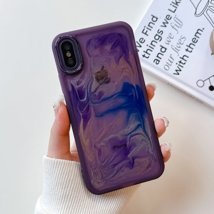 For iPhone X / XS Oil Painting Electroplating TPU Phone Case(Purple) - More iPhone Cases by PMC Jewellery | Online Shopping South Africa | PMC Jewellery