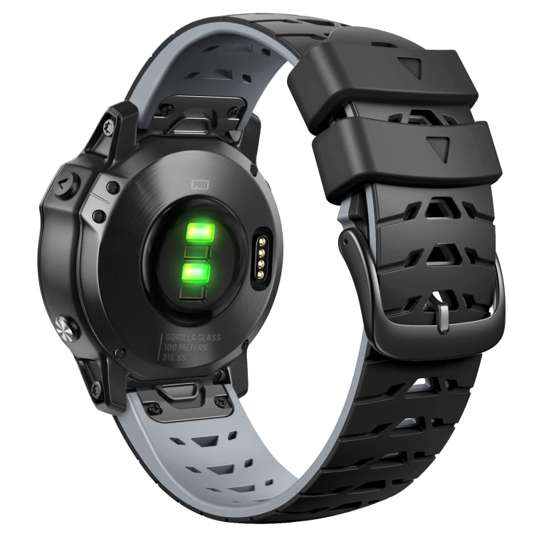 For Garmin Fenix 7 22mm Trapezoidal Quick Release Silicone Watch Band(Black Grey) -  by PMC TechLife | Online Shopping South Africa | PMC TechLife