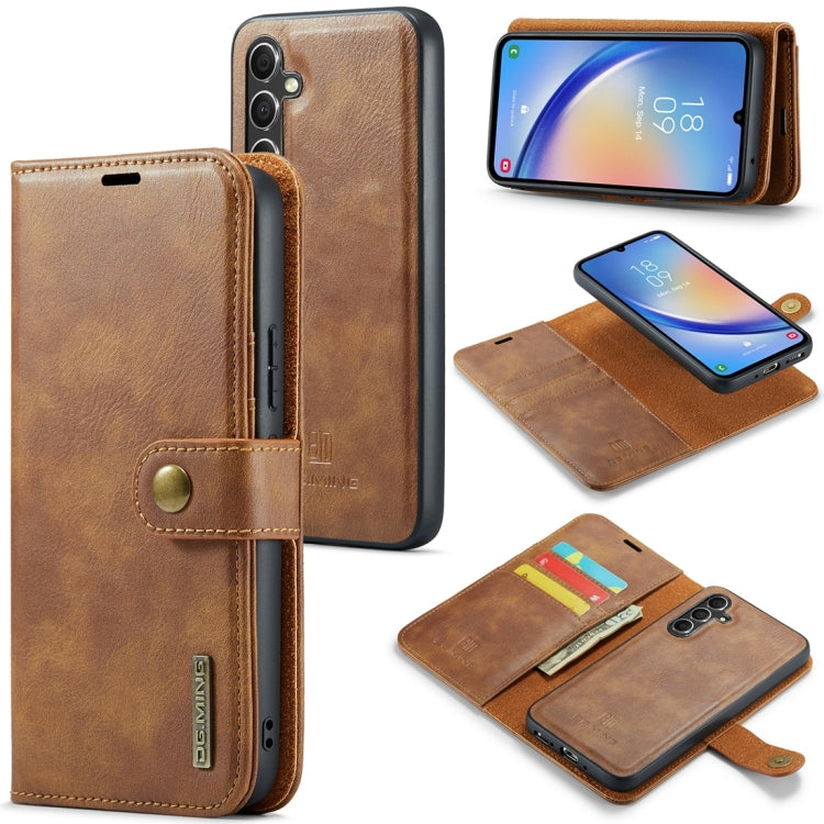 For Samsung Galaxy A34 5G DG.MING Crazy Horse Texture Detachable Magnetic Leather Case(Brown) - Galaxy Phone Cases by DG.MING | Online Shopping South Africa | PMC Jewellery | Buy Now Pay Later Mobicred