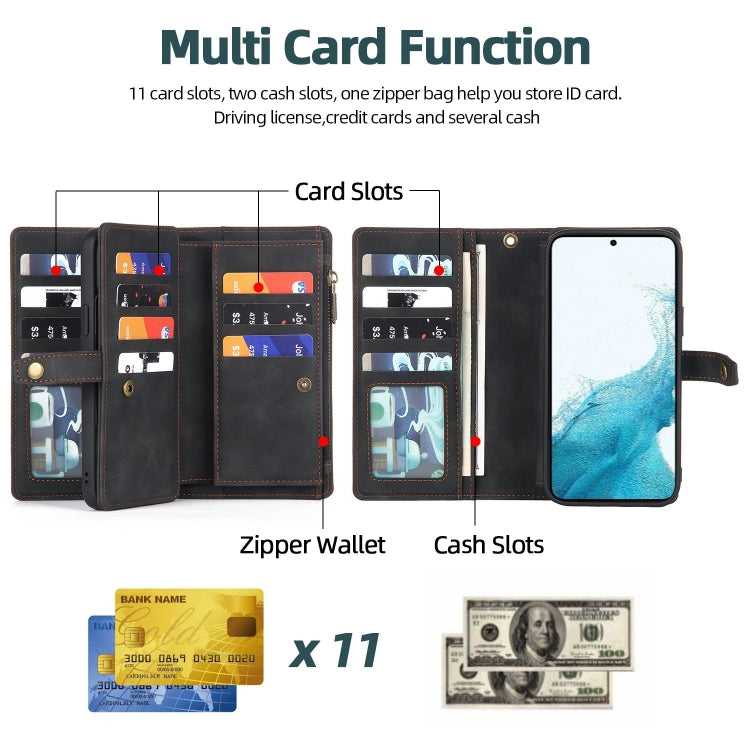 For Samsung Galaxy S10+ Zipper Wallet Detachable MagSafe Leather Phone Case(Black) - Galaxy Phone Cases by PMC TechLife | Online Shopping South Africa | PMC TechLife