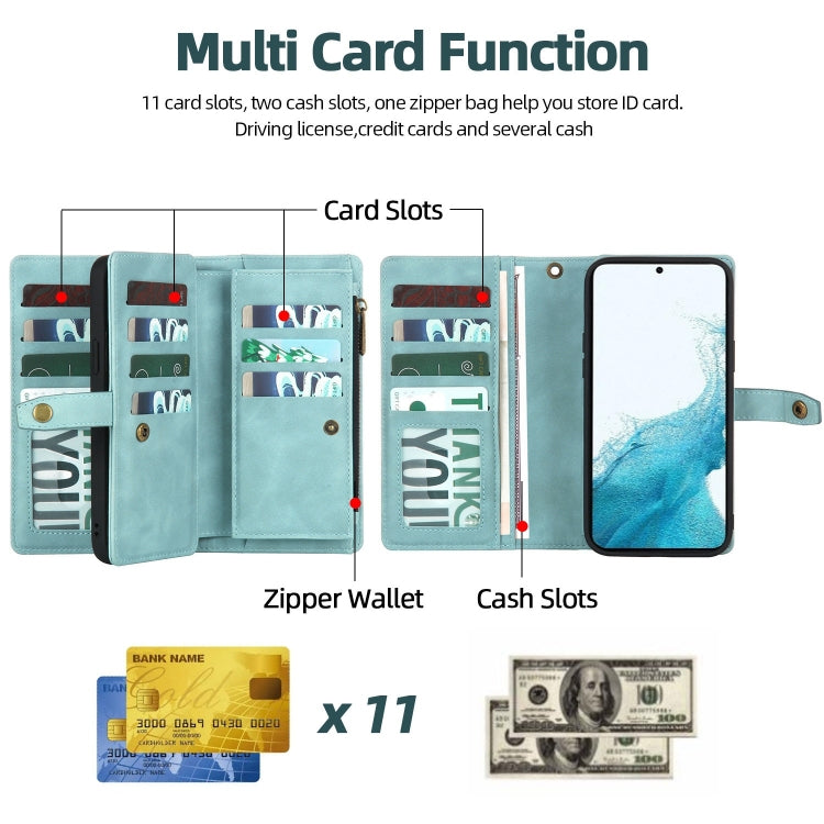 For Samsung Galaxy A70 Zipper Wallet Magnetic Detachable Leather Phone Case(Blue) - free shipping - PMC TechLife - Order now!