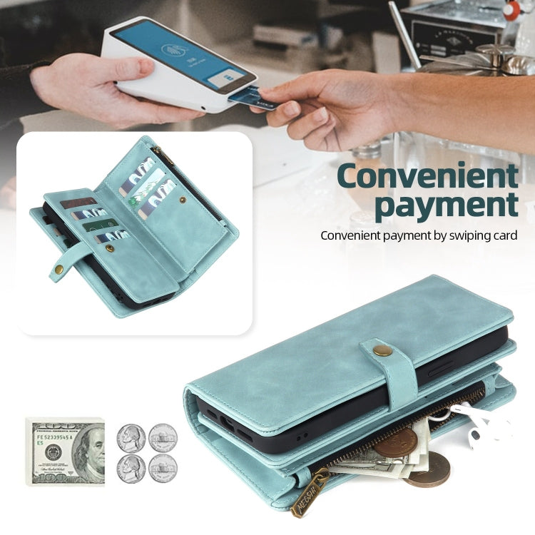 For Samsung Galaxy A70 Zipper Wallet Magnetic Detachable Leather Phone Case(Blue) - free shipping - PMC TechLife - Order now!