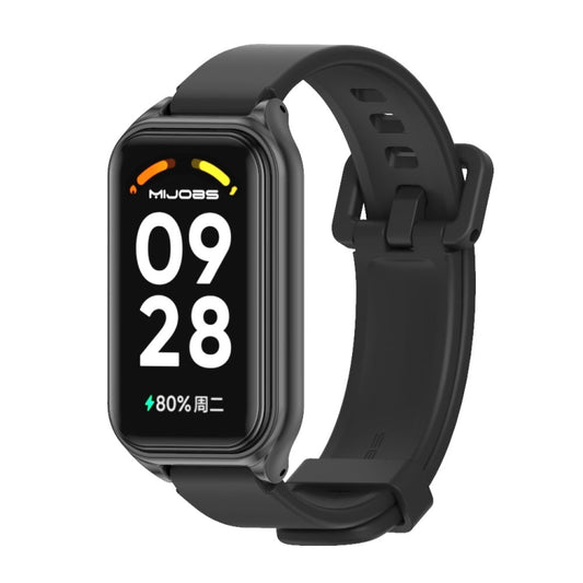 For Redmi Band 2 Mijobs Metal Shell Silicone Watch Band(Black) -  by MIJOBS | Online Shopping South Africa | PMC Jewellery