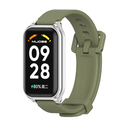 For Redmi Band 2 Mijobs Metal Shell Silicone Watch Band(Army Green Silver) -  by MIJOBS | Online Shopping South Africa | PMC Jewellery