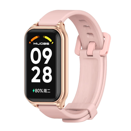 For Redmi Band 2 Mijobs Metal Shell Silicone Watch Band(Pink Rose Gold) -  by MIJOBS | Online Shopping South Africa | PMC Jewellery