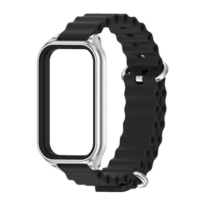 For Redmi Band 2 Mijobs Metal Shell Ocean Silicone Watch Band(Black Silver) -  by MIJOBS | Online Shopping South Africa | PMC Jewellery