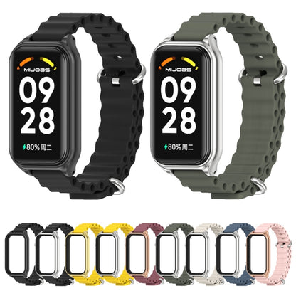 For Redmi Band 2 Mijobs Metal Shell Ocean Silicone Watch Band(Black) -  by MIJOBS | Online Shopping South Africa | PMC Jewellery