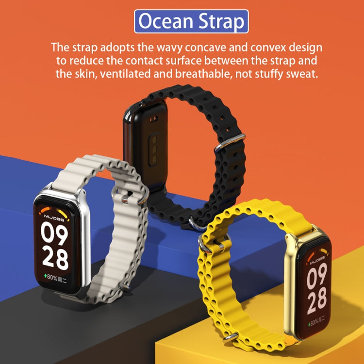 For Redmi Band 2 Mijobs Metal Shell Ocean Silicone Watch Band(Dark Blue Silver) -  by MIJOBS | Online Shopping South Africa | PMC Jewellery
