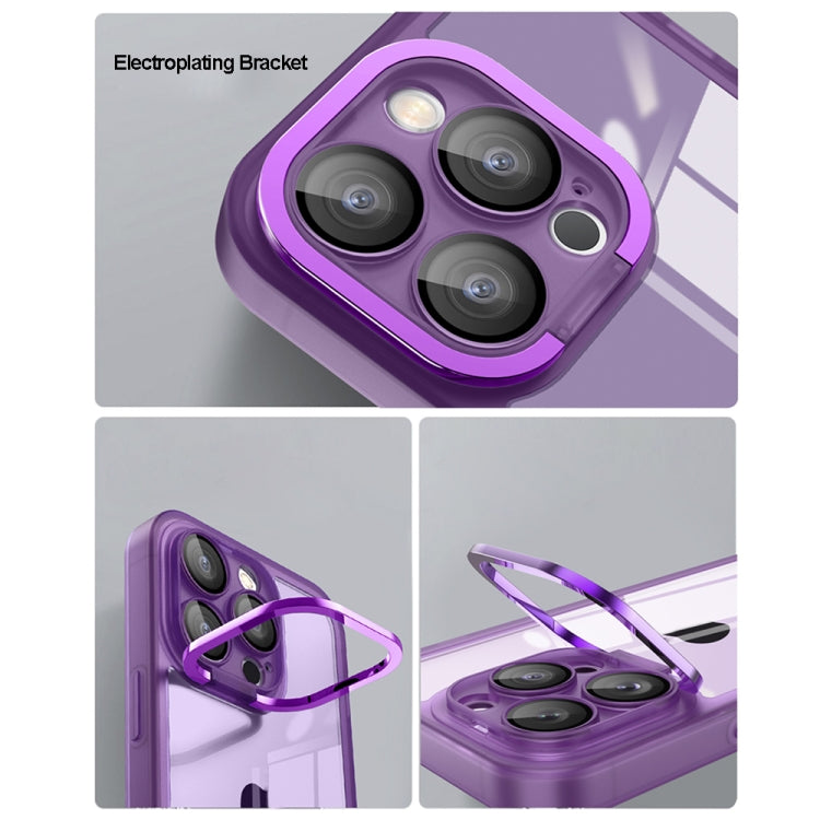 For iPhone 13 Pro Max Invisible Lens Bracket Matte Transparent Phone Case(Purple) - iPhone 13 Pro Max Cases by PMC TechLife | Online Shopping South Africa | PMC TechLife