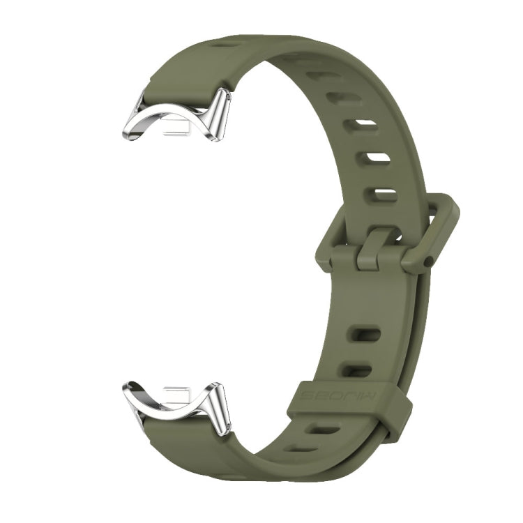 For Xiaomi Mi Band 8 Mijobs Flat Hole Breathable Silicone Watch Band(Army Green+Silver) -  by MIJOBS | Online Shopping South Africa | PMC Jewellery