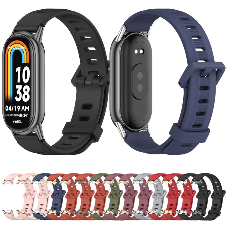 For Xiaomi Mi Band 8 Mijobs Flat Hole Breathable Silicone Watch Band(Red+Light Gold) -  by MIJOBS | Online Shopping South Africa | PMC Jewellery