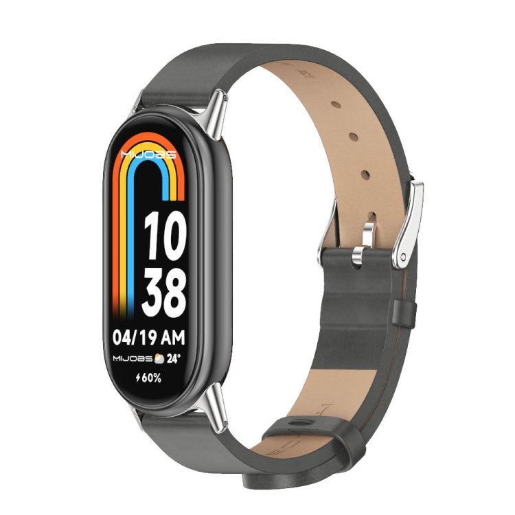 For Xiaomi Mi Band 8 Mijobs Microfiber PU Leather Watch Band(Grey Silver) -  by MIJOBS | Online Shopping South Africa | PMC Jewellery