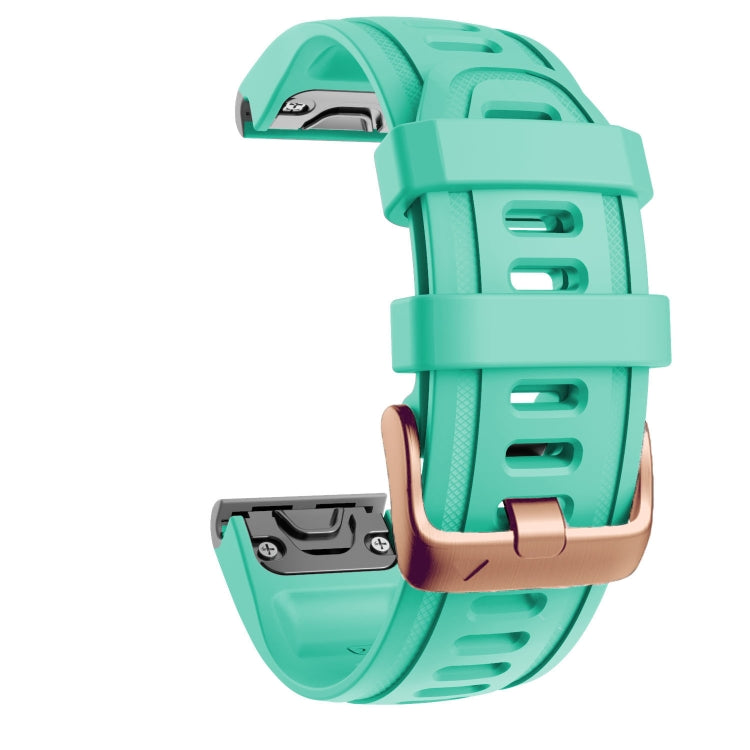 For Garmin Fenix 7S / 6S Pro / 5S Plus 20mm Rose Gold Buckle Silicone Watch Band(Teal Green) - Watch Bands by PMC Jewellery | Online Shopping South Africa | PMC Jewellery