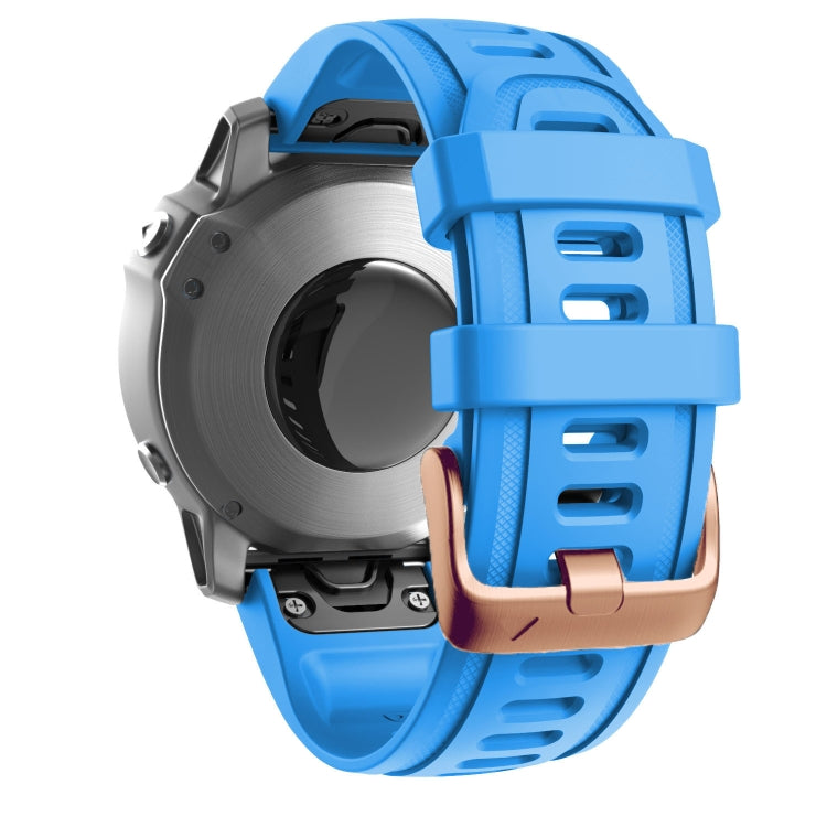 For Garmin Fenix 7S / 6S Pro / 5S Plus 20mm Rose Gold Buckle Silicone Watch Band(Sky Blue) - Watch Bands by PMC Jewellery | Online Shopping South Africa | PMC Jewellery