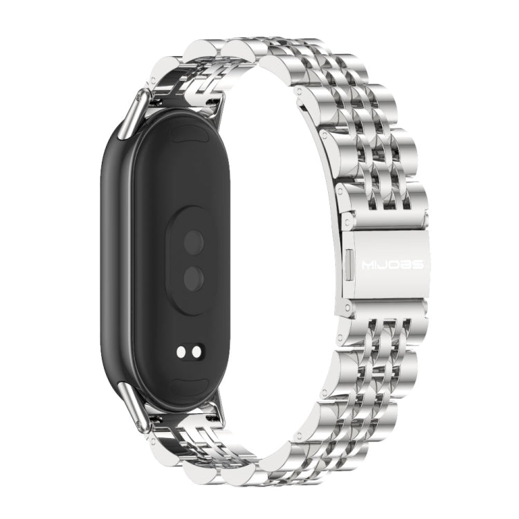 For Xiaomi Mi Band 8 Mijobs Seven Bead Stainless Steel Watch Band(Silver) -  by MIJOBS | Online Shopping South Africa | PMC Jewellery