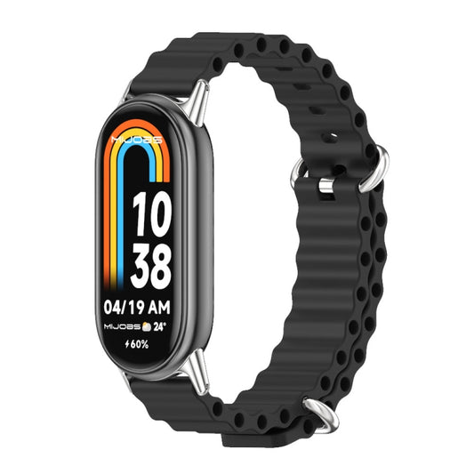 For Xiaomi Mi Band 8 Mijobs Marine Silicone Breathable Watch Band(Black Silver) -  by MIJOBS | Online Shopping South Africa | PMC Jewellery