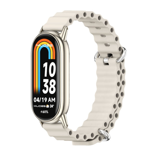 For Xiaomi Mi Band 8 Mijobs Marine Silicone Breathable Watch Band(Grey Light Gold) -  by MIJOBS | Online Shopping South Africa | PMC Jewellery