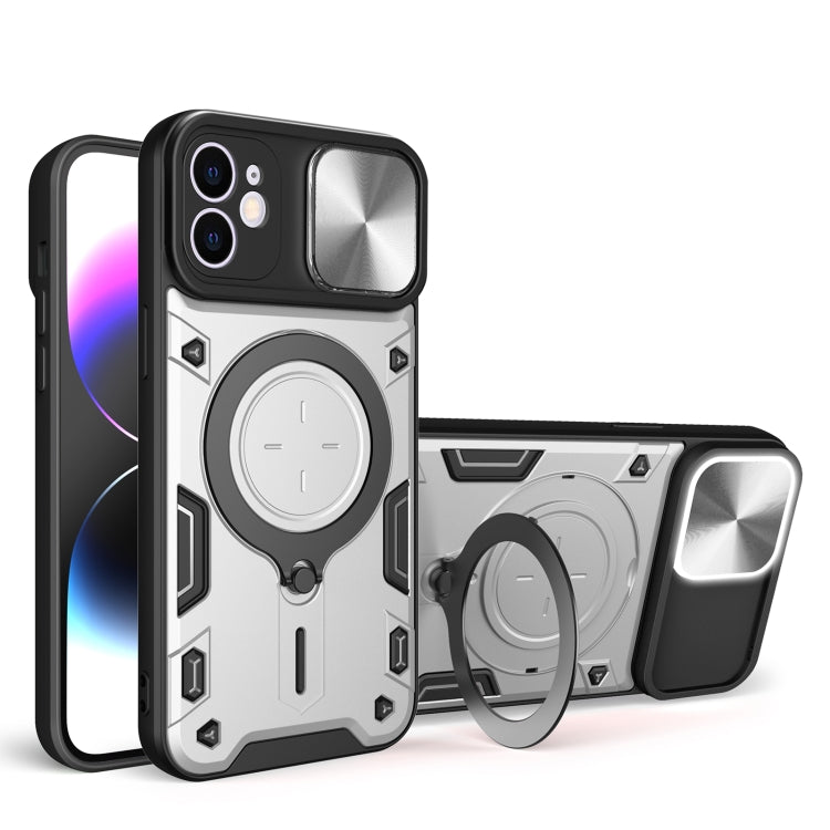 For iPhone 12 CD Texture Sliding Camshield Magnetic Holder Phone Case(Silver) - free shipping - PMC TechLife - Order now!