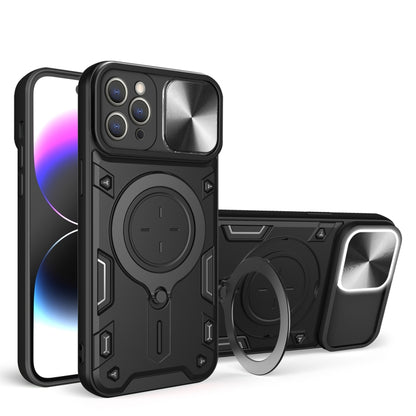 For iPhone 11 Pro CD Texture Sliding Camshield Magnetic Holder Phone Case(Black) - iPhone 11 Pro Cases by PMC Jewellery | Online Shopping South Africa | PMC Jewellery