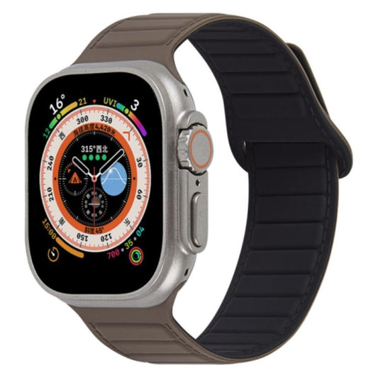 For Apple Watch Ultra 49mm Loop Magnetic Silicone Watch Band(Coffee Black) - Watch Bands by PMC Jewellery | Online Shopping South Africa | PMC Jewellery