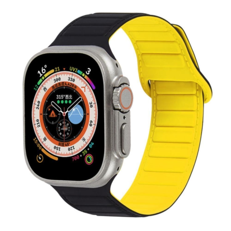 For Apple Watch SE 40mm Loop Magnetic Silicone Watch Band(Black Yellow) - Watch Bands by PMC TechLife | Online Shopping South Africa | PMC TechLife