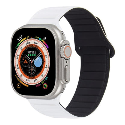 For Apple Watch 5 40mm Loop Magnetic Silicone Watch Band(White Black) - Watch Bands by PMC Jewellery | Online Shopping South Africa | PMC Jewellery