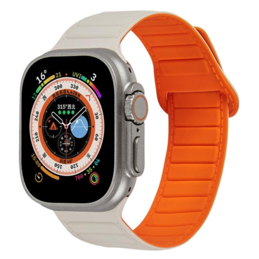 For Apple Watch 4 44mm Loop Magnetic Silicone Watch Band(Starlight Orange) - Watch Bands by PMC Jewellery | Online Shopping South Africa | PMC Jewellery