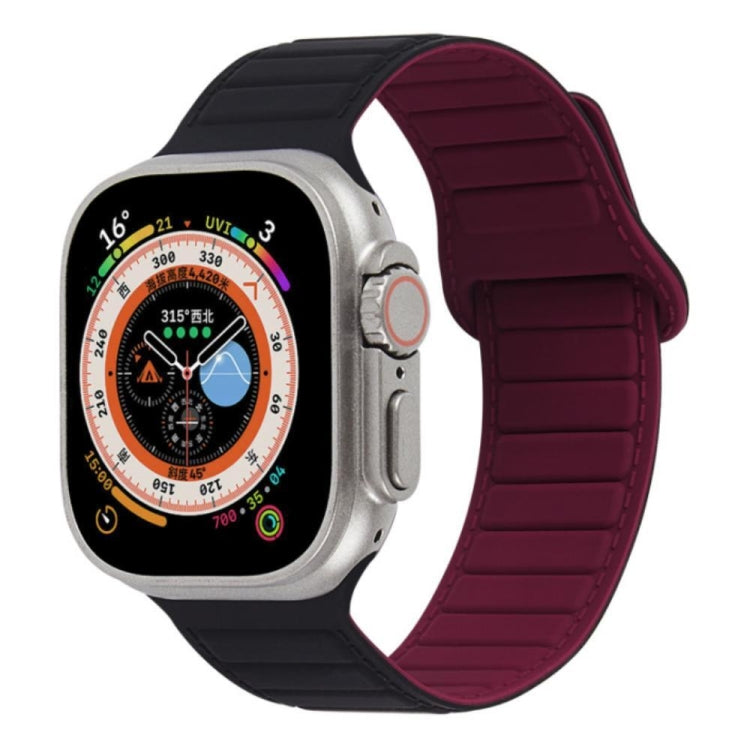 For Apple Watch 3 38mm Loop Magnetic Silicone Watch Band(Black Wine Red) - Watch Bands by PMC TechLife | Online Shopping South Africa | PMC TechLife