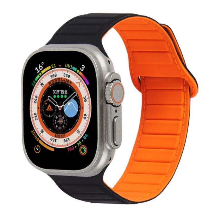 For Apple Watch 2 38mm Loop Magnetic Silicone Watch Band(Black Orange) - Watch Bands by PMC TechLife | Online Shopping South Africa | PMC TechLife