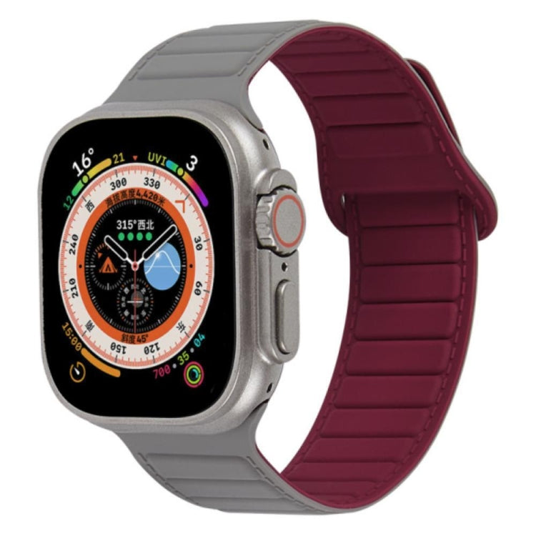 For Apple Watch 2 38mm Loop Magnetic Silicone Watch Band(Grey Wine Red) - Watch Bands by PMC TechLife | Online Shopping South Africa | PMC TechLife