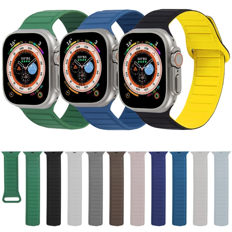 For Apple Watch 42mm Loop Magnetic Silicone Watch Band(White Black) - Watch Bands by PMC TechLife | Online Shopping South Africa | PMC TechLife