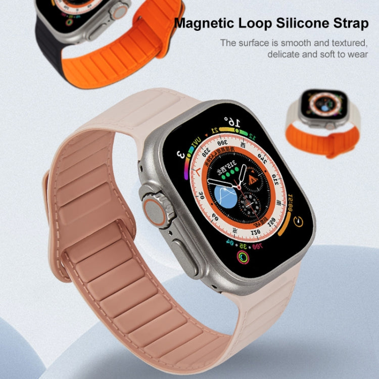 For Apple Watch Ultra 49mm Loop Magnetic Silicone Watch Band(Grey Orange) - Watch Bands by PMC Jewellery | Online Shopping South Africa | PMC Jewellery