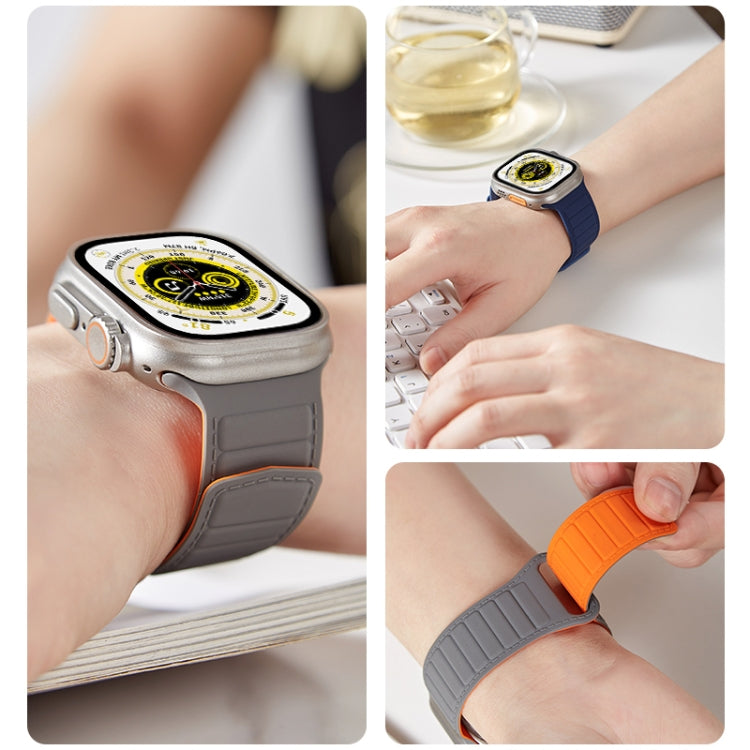 For Apple Watch 5 44mm Loop Magnetic Silicone Watch Band(Black Yellow) - Watch Bands by PMC TechLife | Online Shopping South Africa | PMC TechLife