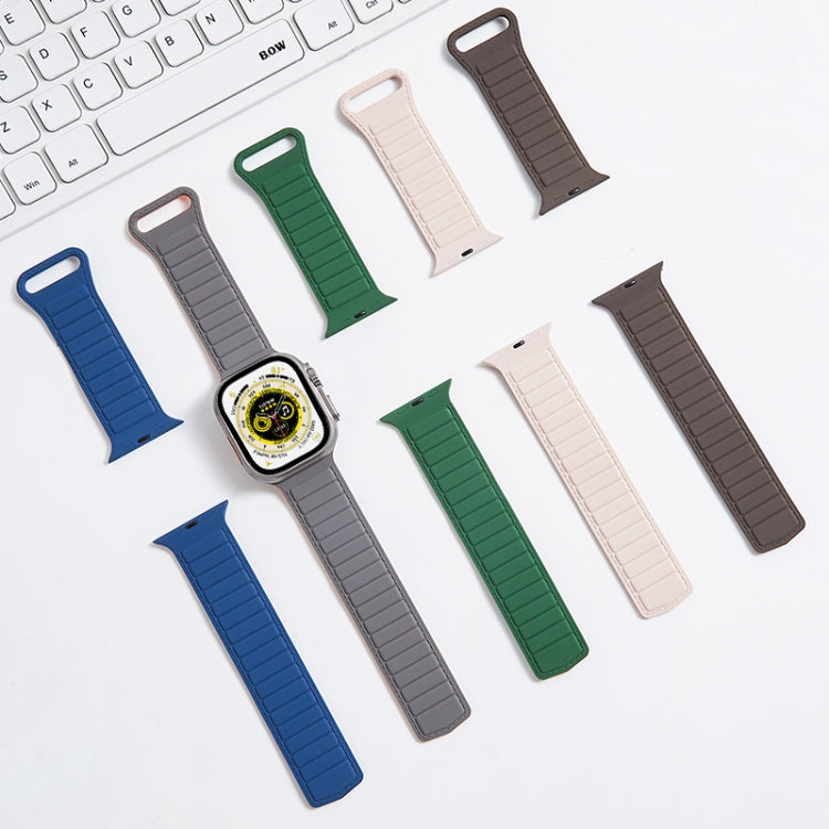 For Apple Watch 5 44mm Loop Magnetic Silicone Watch Band(White Black) - Watch Bands by PMC Jewellery | Online Shopping South Africa | PMC Jewellery