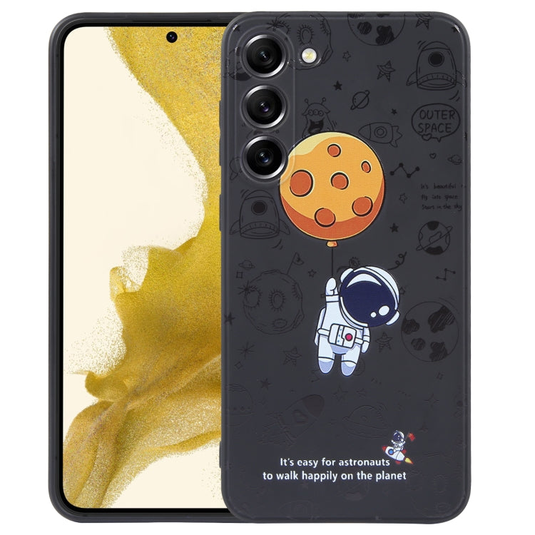 For Samsung Galaxy S10+ Astronaut Pattern Silicone Straight Edge Phone Case(Planet Landing-Black) - free shipping - PMC TechLife - Order now!